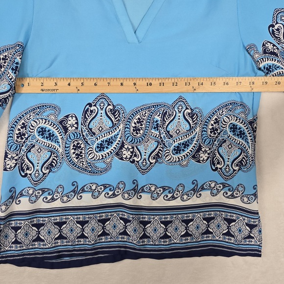 Saint Tropez West Blue Paisley Pattern Tunic Top Women's Size Medium - Picture 3 of 6